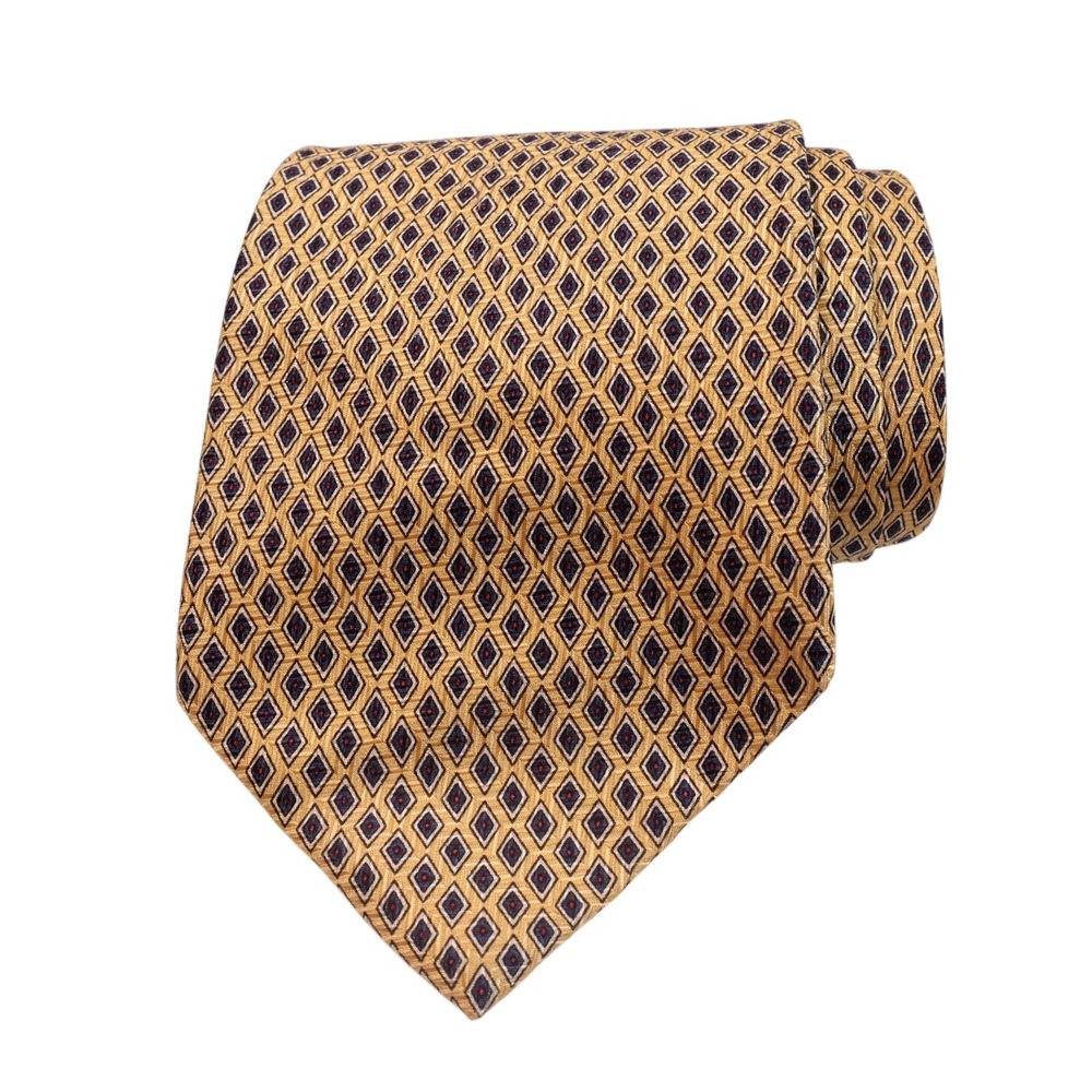 Polo Ralph Lauren Necktie Geometric Diamond Pattern Silk‎ Men's Tie Minor Flaw